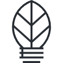 Lightbulb icon with stylized leaf as the bulb.